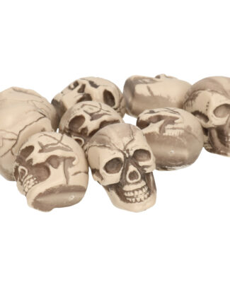 Horror/Halloween doodskoppen/schedels - 9x - wit/zwart - kunststof - 5 cm
