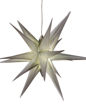 Verlichte 3D kerstster - zilver - 60 cm - kunststof - op batterijen - timer