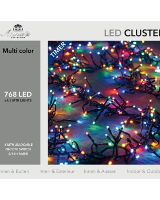 Kerstverlichting - met timer - 768 lampjes gekleurd - 4,5 m - Voor binnen en buiten