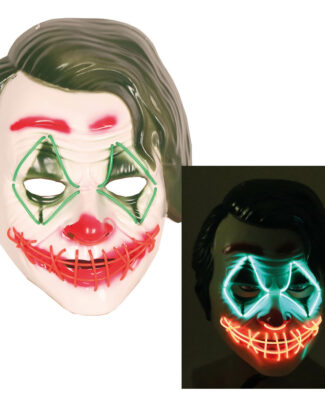 Horror clown Gezichtsmasker - met led verlichting - voor volwassenen