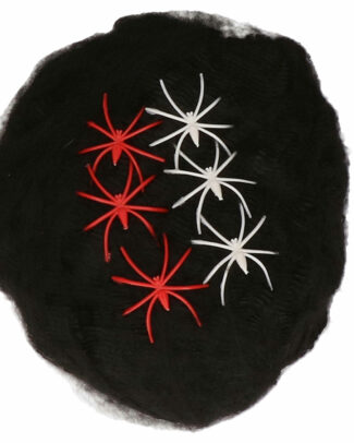 Decoratie spinnenweb/spinrag met spinnen - 100 gram - zwart - Halloween/horror versiering