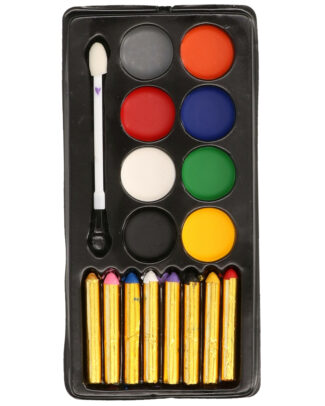 Verkleed make-up schmink set - 8 kleuren - met accessoires