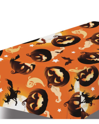 Halloween/horror thema feest tafelkleed - creepy pompoenen - oranje - plastic - 137 x 274 cm