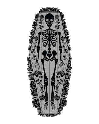 Halloween/horror thema feest tafelloper kant - polyester - skelet - 183 x 60 cm - Feest tafelkleed