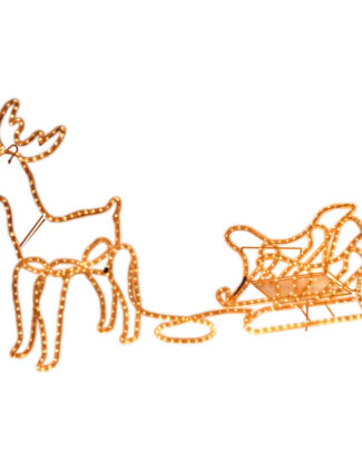 Kerstverlichting figuur - rendier met slee - 136 cm - voor buiten - warm wit