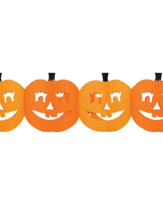Pompoenen slinger - oranje - 4 meter - brandvertragend papier - Halloween versiering - feestslinger