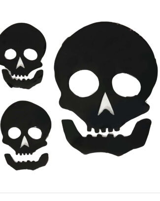 Horror gel raamstickers doodskoppen - 20 x 20 cm - zwart - Halloween thema decoratie/versiering