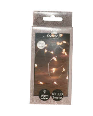 Draadverlichting lichtsnoer - 40 led lampjes - warm wit - zilver draad - 200 cm - lichtdraad