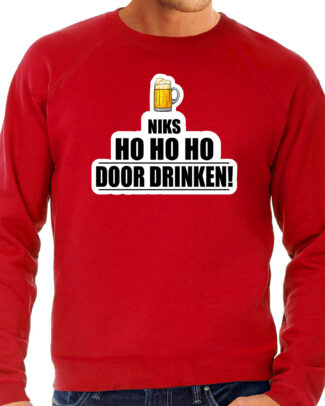Grote maten niks ho ho ho bier doordrinken foute Kerst sweater / trui rood voor heren