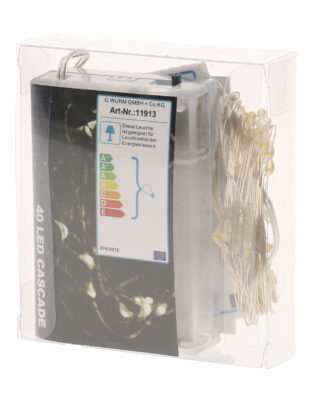 Cascade draadverlichting - 40 leds - warm wit - op batterij - lichtsnoer
