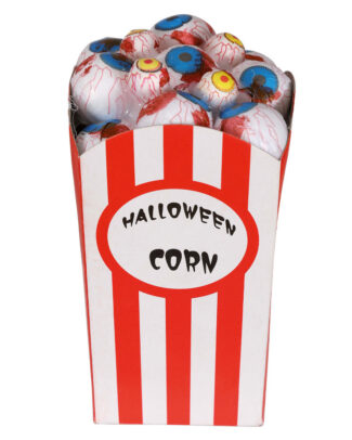 Halloween/Horror deco artikel - popcorn bakje met oogballen - 8 x 16 cm