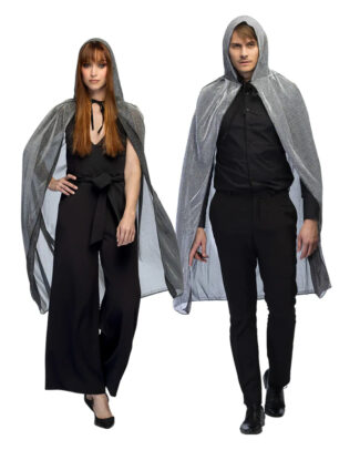 Halloween cape - fluweel - grijs - met capuchon - mantel - halloween - horror - volwassenen