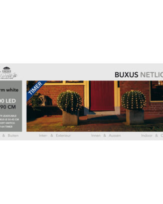 Buxus verlichting - lichtnet met timer - 100 lampjes - warm wit - 90 cm