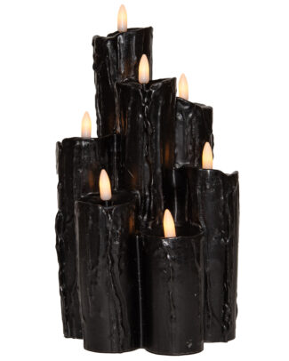 Anna's collection LED kaarsen/druipkaarsen - zwart - met timer - 15 x 15 x 25 cm