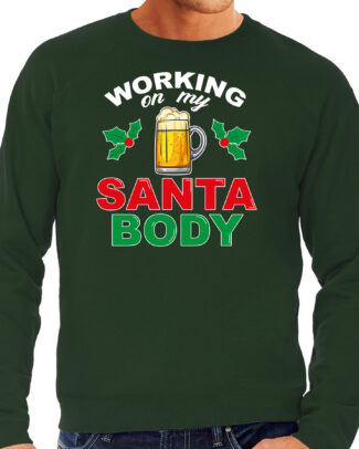 Foute kersttrui - Santa Body - heren - groen - kerstborrel - sweater