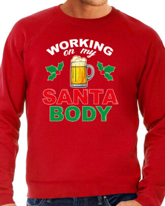 Foute kersttrui - Santa Body - heren - rood - kerstborrel - sweater