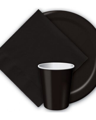 Feest bekertjes karton - zwart - 8x stuks - 256 ml - Wegwerpbekertjes