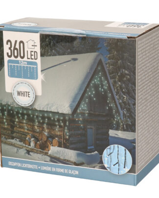 Bellatio Decorations Kerstboomverlichting - ijspegel - wit - 12 meter