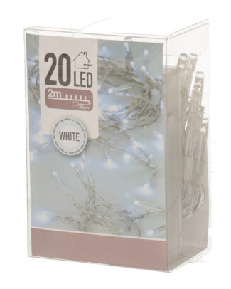 Kerstverlichting - lichtsnoer - 20 led lampjes - helder wit - 2 meter - batterij