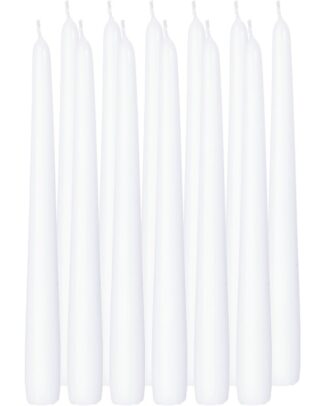 Dinerkaarsen/kandelaarkaarsen Cello - 12x stuks - wit - Gotisch - 25 cm