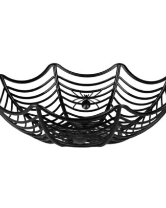 Spinnenweb schaal - zwart - D27 cm - kunststof - snoepschaal - Halloween decoratie