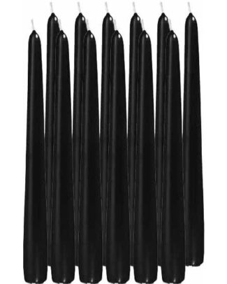 Dinerkaarsen/kandelaarkaarsen Cello - 12x stuks - zwart - Gotisch - 25 cm