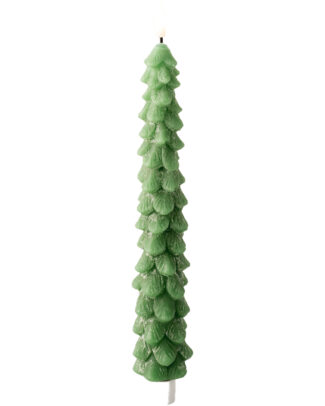 LED kerstboom dinerkaars - groen - 29 cm - batterijen - timer - kerstdiner kaars - kerstkaars