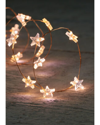 Draadverlichting lichtsnoer - koper - met sterren led lampjes - warm wit - 100 cm - kerstverlichting