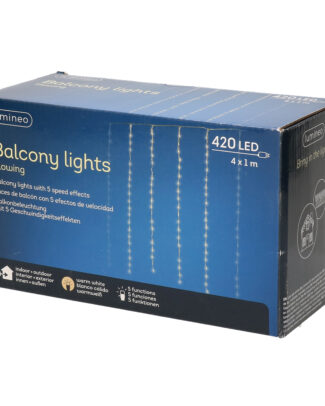 Kerst balkon verlichting gordijn warm wit 420 lampjes