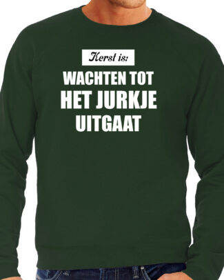 Kerst is: wachten tot het jurkje uitgaat Kerst sweater / Kerst outfit groen voor heren