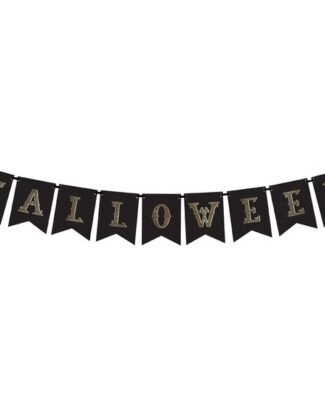 Zwarte Halloween DIY banner vlaggenlijn/slinger 20 x 175 cm