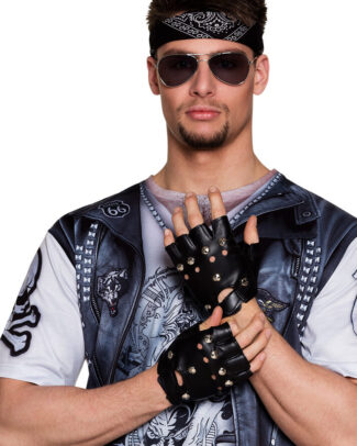 Punkers/Bikers verkleed handschoenen voor volwassenen - Carnaval artikelen - accessoires - zwart